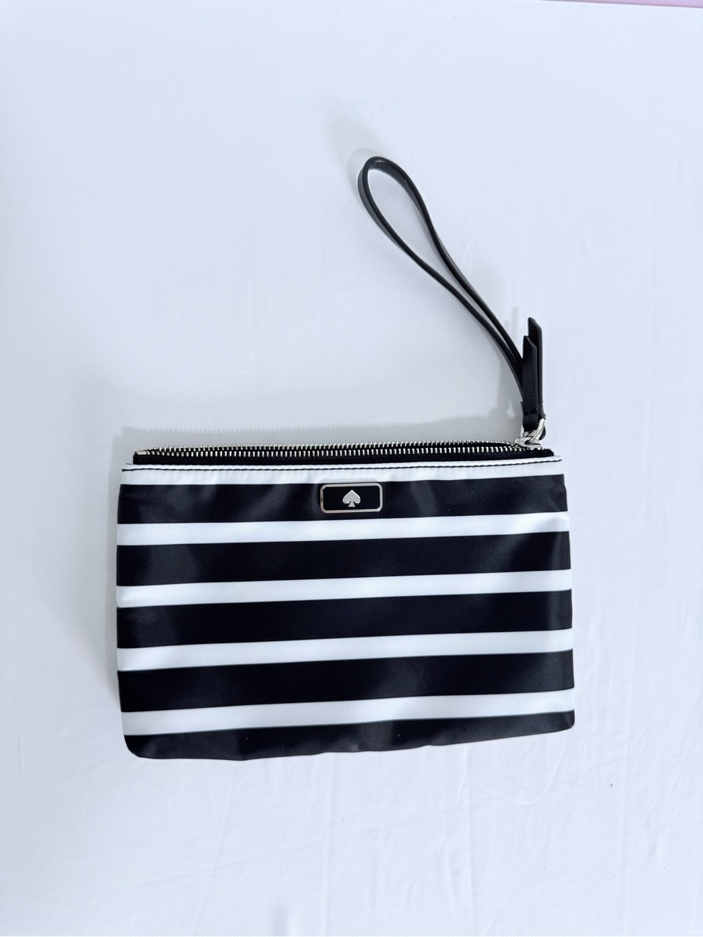 kate spade Black and White Striped Wristlet